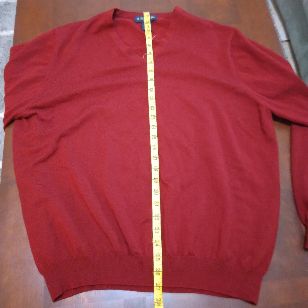 Brooks Brothers Size XL Merino Wool Stretch V-Neck Sweater Red - Picture 5 of 5